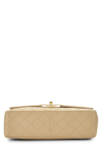 Chanel,  Beige Quilted Lambskin Half Flap Medium, Beige