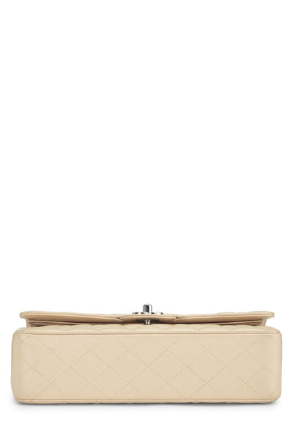 Chanel,  Beige Quilted Caviar Classic Double Flap Medium, Beige