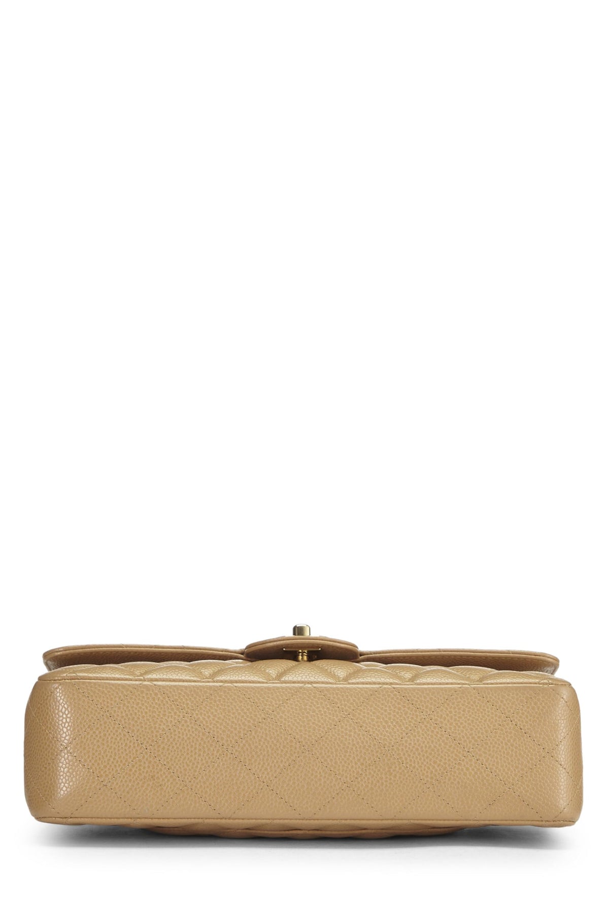 Chanel,  Beige Quilted Caviar Classic Double Flap Medium, Beige