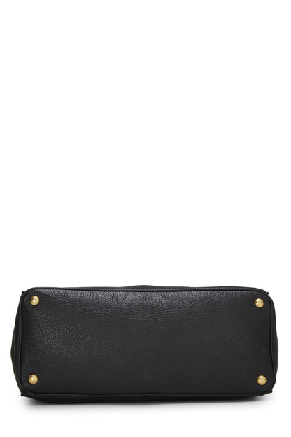 Prada,  Black Vitello Daino Convertible Tote, Black