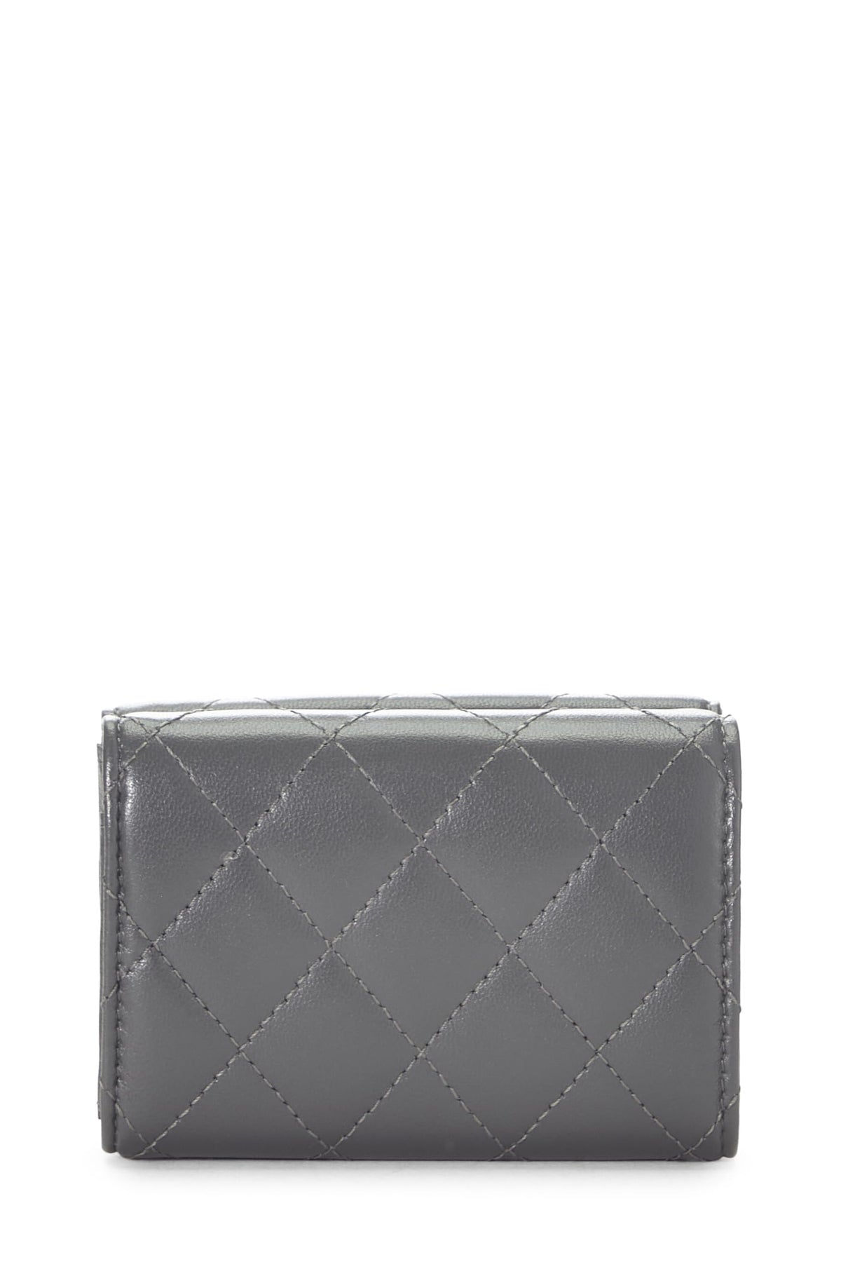 Chanel,  Grey Quilted Calfskin 'CC' Compact Wallet, Grey