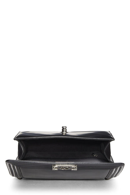 Chanel,  Black Calfskin Reverso Boy Bag Large, Black