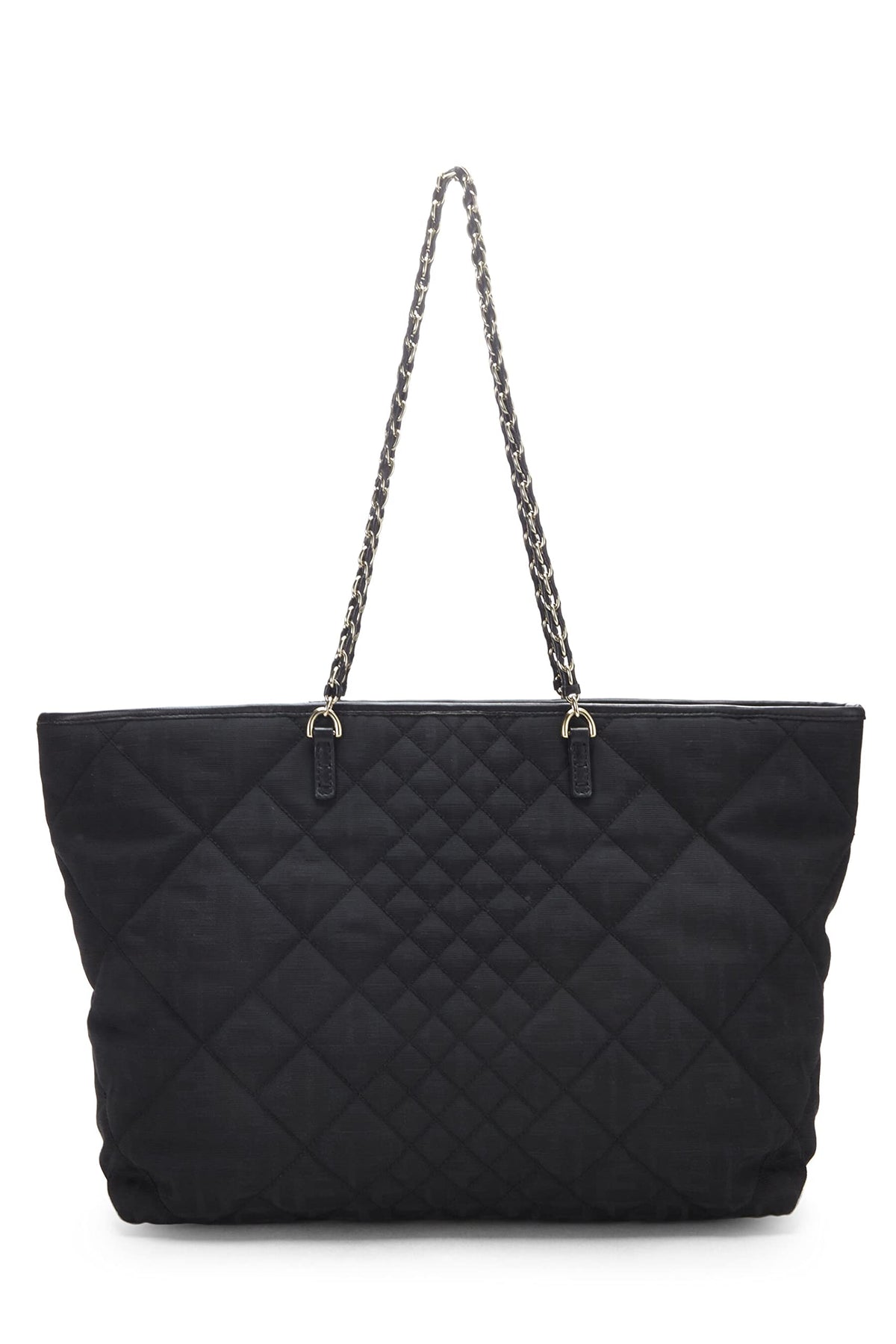 Fendi,  Black Quilted Canvas Chain Tote, Black