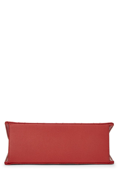 Chanel,  Red Quilted Caviar Envelope Flap Top Handle Bag, Red