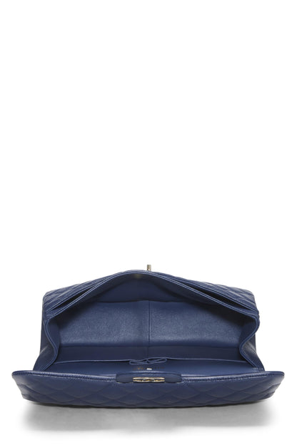 Chanel,  Navy Quilted Caviar New Classic Double Flap Jumbo, Navy