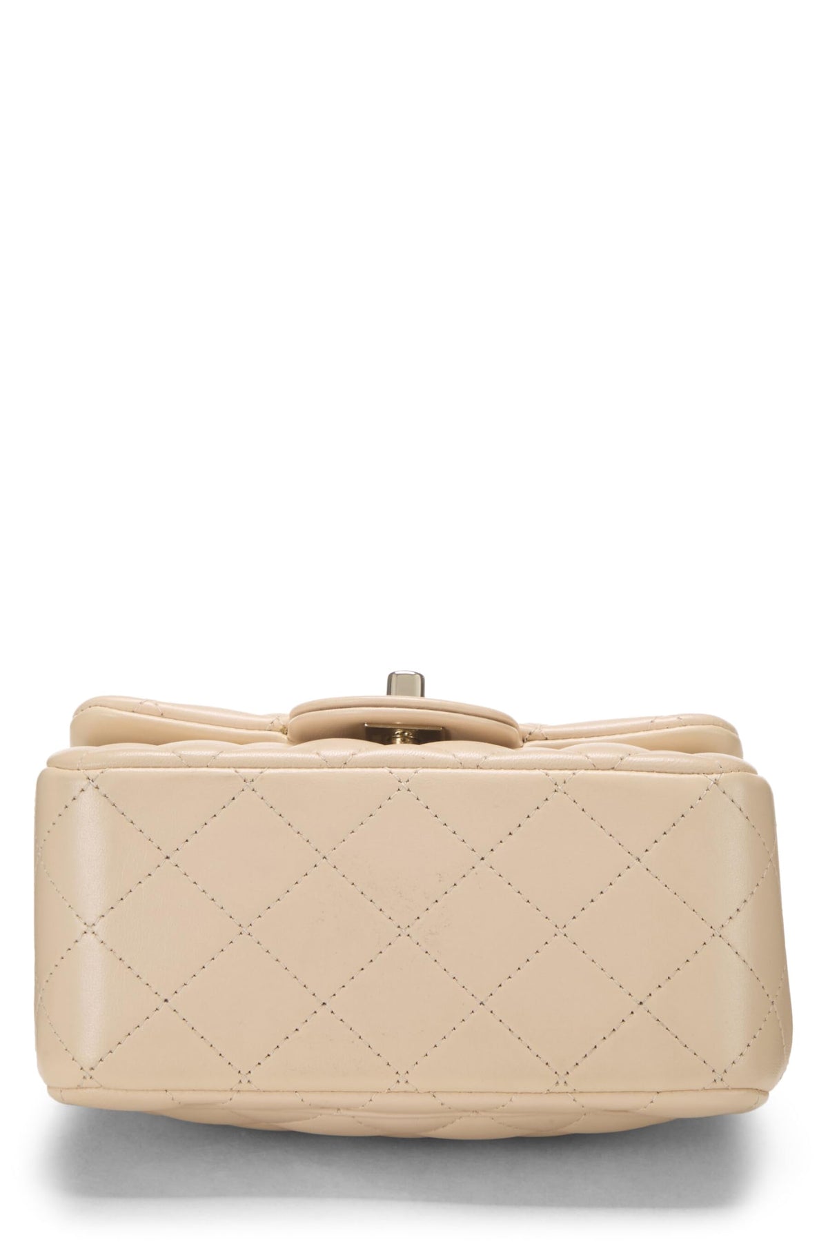 Chanel,  Beige Quilted Lambskin Square Flap Bag Mini, Beige
