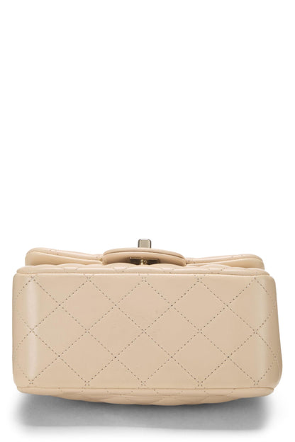 Chanel,  Beige Quilted Lambskin Square Flap Bag Mini, Beige