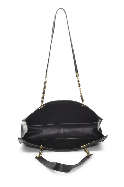 Chanel,  Black Caviar Flat Chain Handle Tote Medium, Black