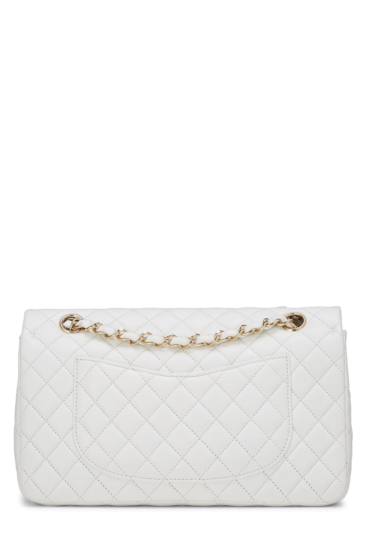 Chanel,  White Quilted Lambskin Valentine Flap Medium, White