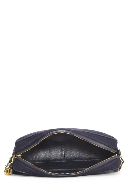 Chanel,  Navy Wool Diamond 'CC' Camera Bag Medium, Navy