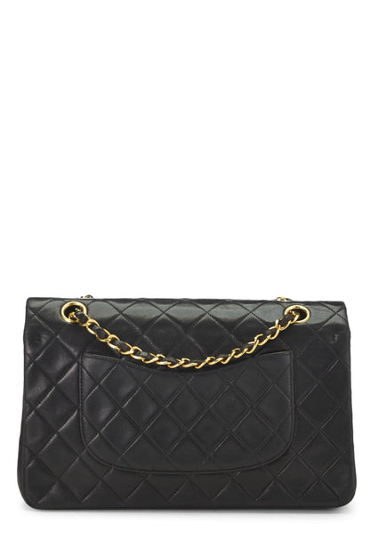 Chanel,  Black Quilted Lambskin Classic Double Flap Medium, Black