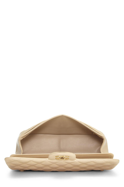 Chanel,  Beige Quilted Lambskin New Classic Double Flap Jumbo, Beige
