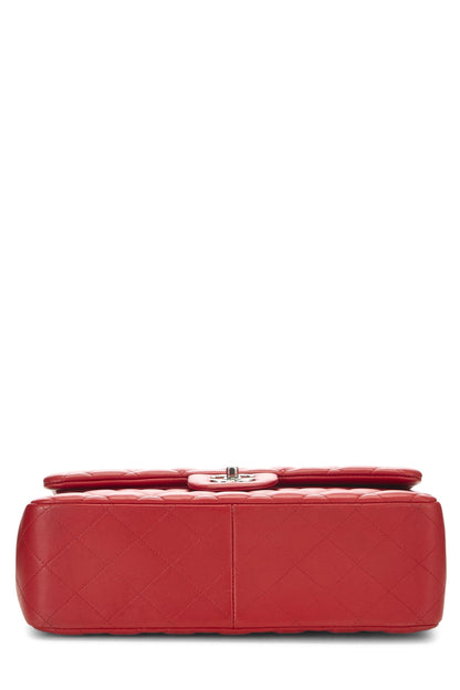 Chanel,  Red Quilted Lambskin New Classic Double Flap Jumbo, Red
