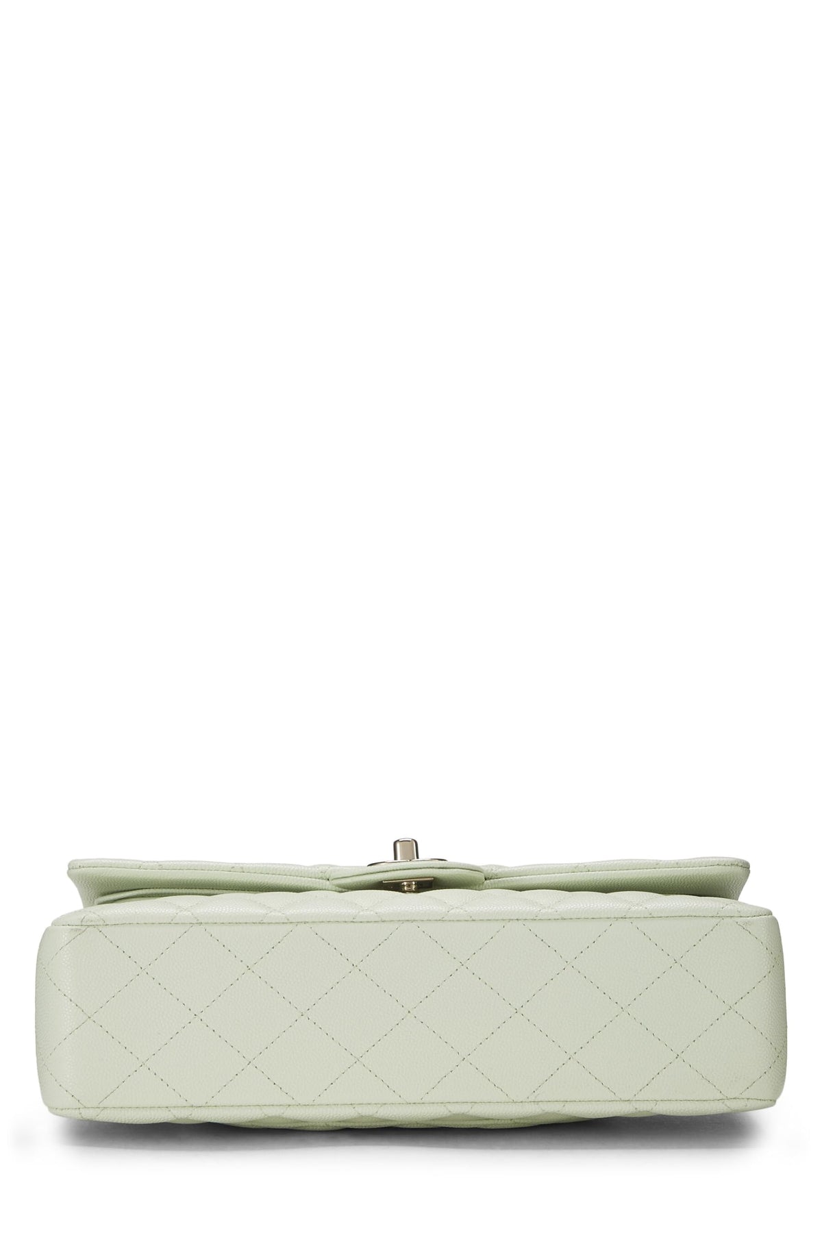 Chanel,  Green Quilted Caviar Classic Double Flap Medium, Green