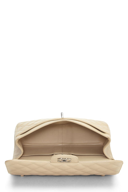 Chanel,  Beige Quilted Caviar New Classic Flap Jumbo, Beige