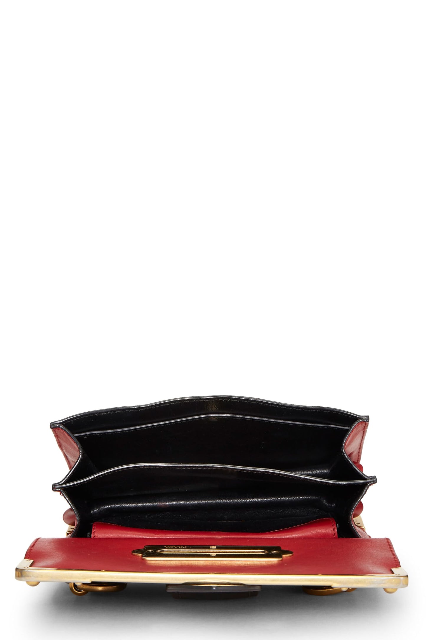 Prada,  Red & Black Leather Cahier Crossbody, Red