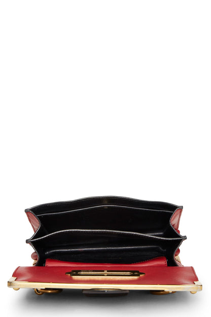 Prada,  Red & Black Leather Cahier Crossbody, Red