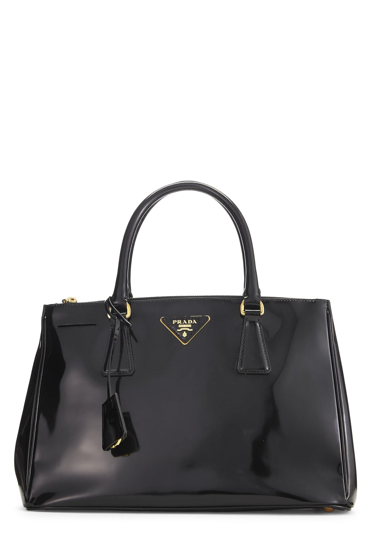 Prada,  Black Patent Leather Executive Tote Small, Black