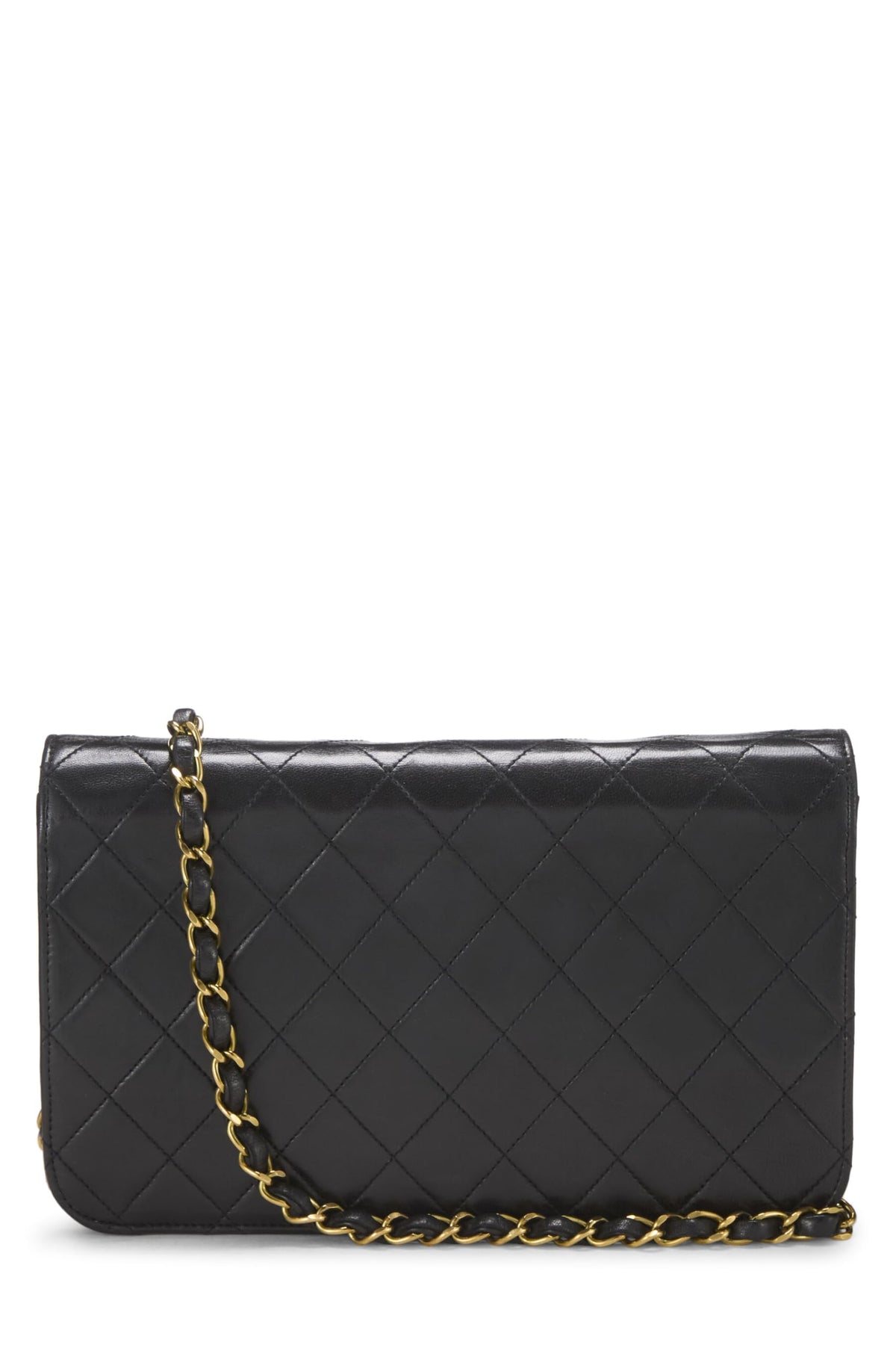 Chanel,  Black Quilted Lambskin Snap Full Flap Small, Black