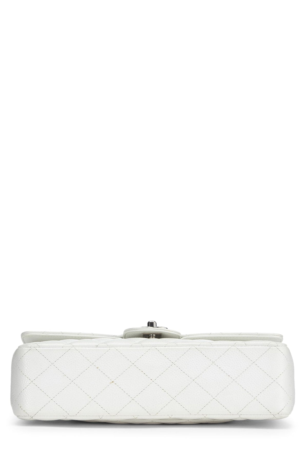 Chanel,  White Quilted Caviar Classic Double Flap Medium, White
