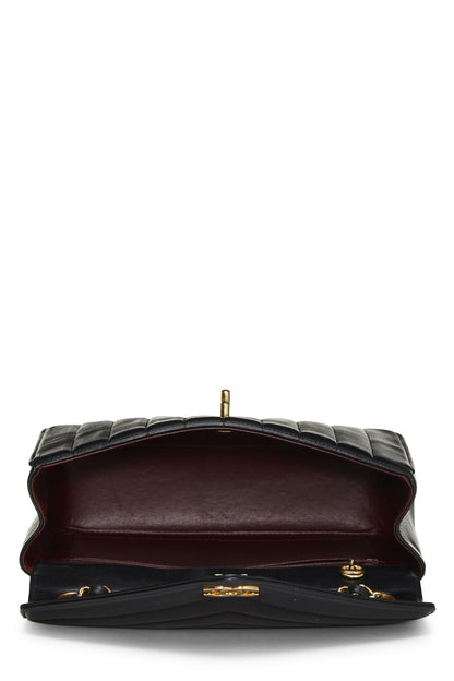 Chanel,  Black Chevron Lambskin Envelope Flap Small, Black