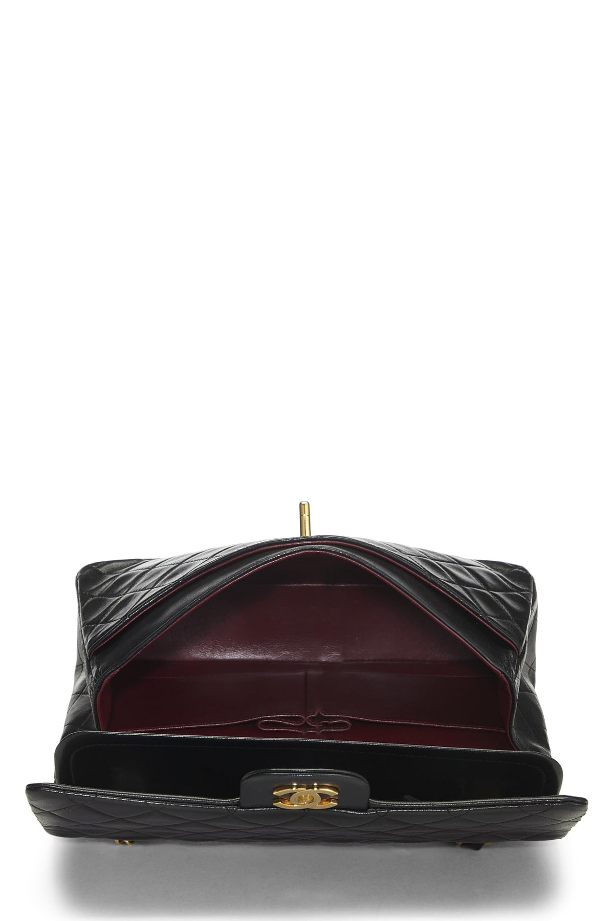 Chanel,  Black Quilted Lambskin Classic Double Flap Medium, Black