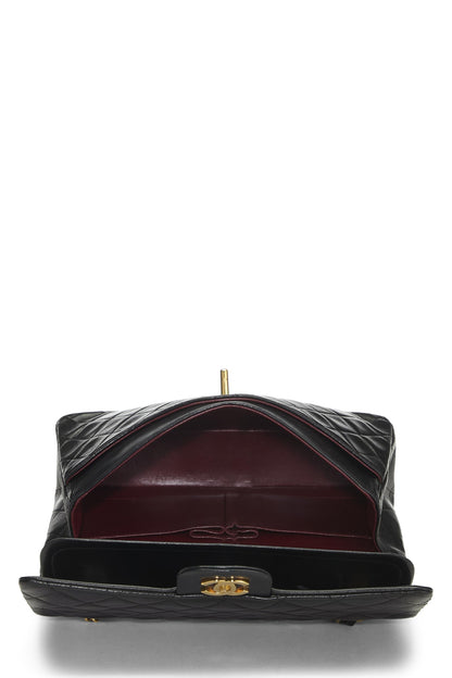 Chanel,  Black Quilted Lambskin Classic Double Flap Medium, Black