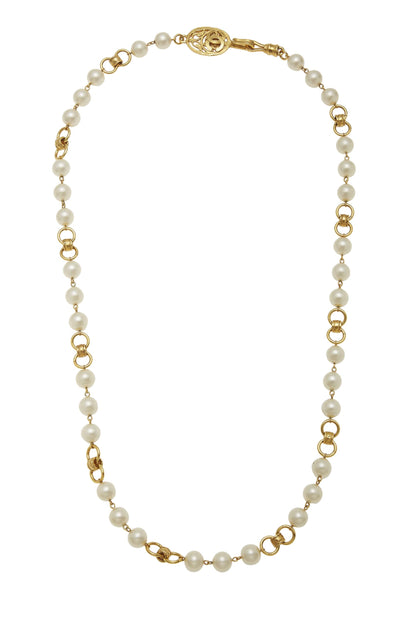 Chanel,  Faux Pearl & Gold Necklace, Gold