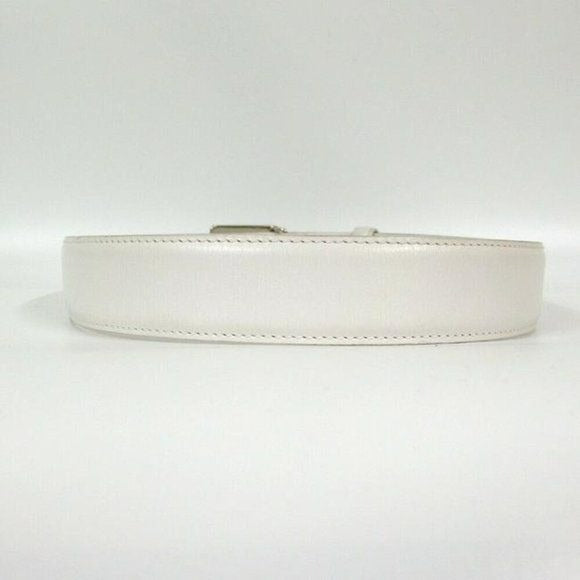 GUCCI White Tom Ford Era Chrome Square G Buckle Belt
