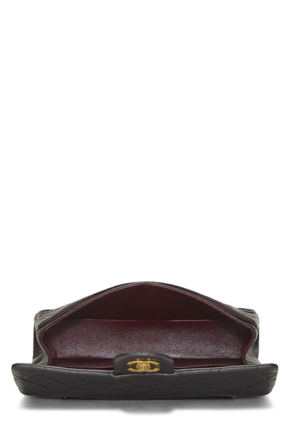Chanel,  Black Quilted Lambskin Classic Double Flap Medium, Black