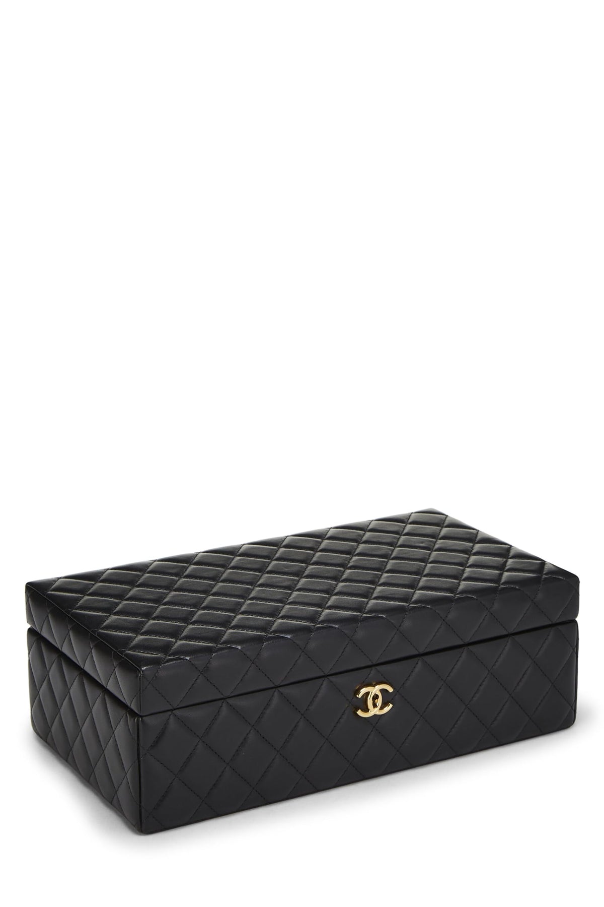 Chanel,  Black Lambskin Jewelry Case Large, Black