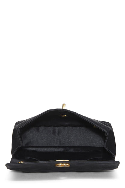Chanel,  Black Quilted Satin Half Flap Mini, Black