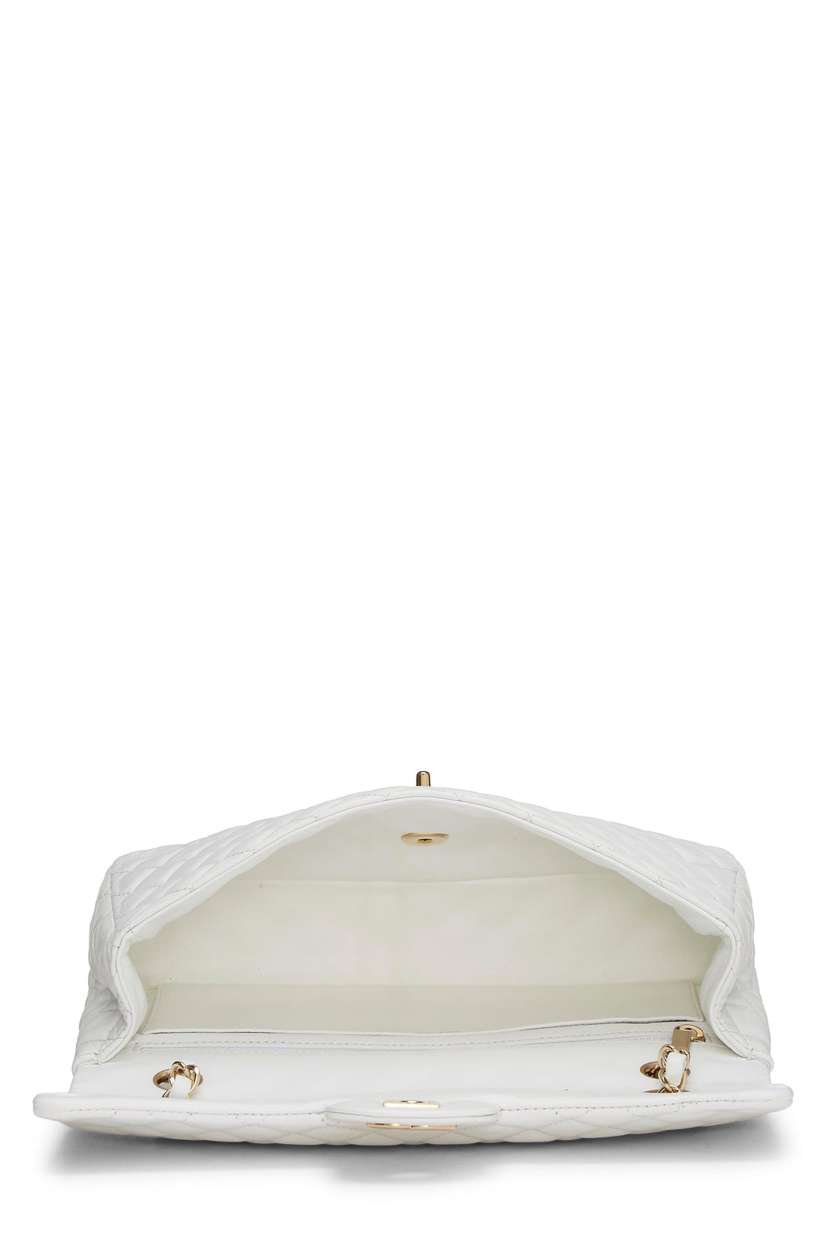 Chanel,  White Quilted Lambskin Valentine Flap Medium, White