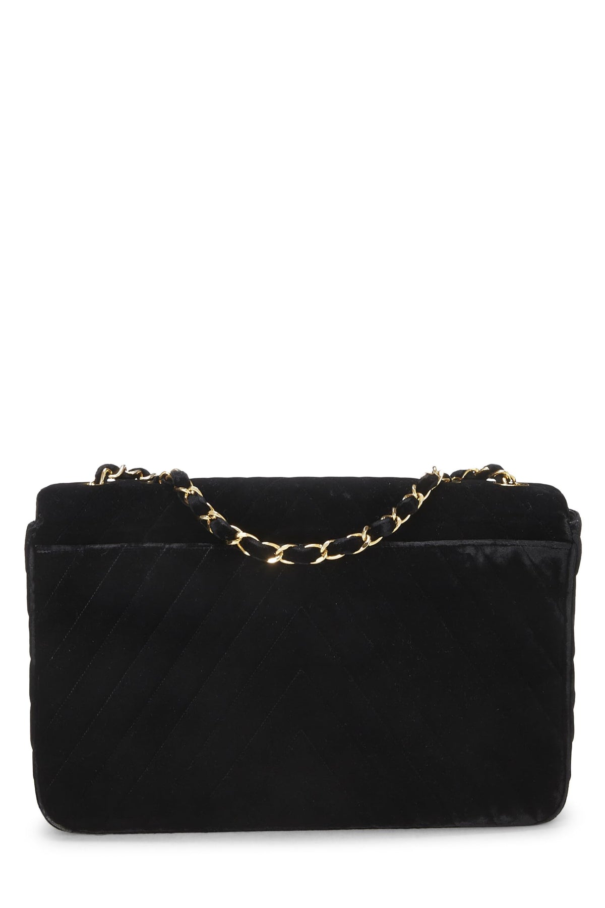 Chanel,  Black Velvet Chevron Flap Maxi, Black
