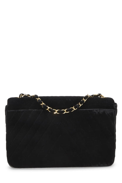 Chanel,  Black Velvet Chevron Flap Maxi, Black