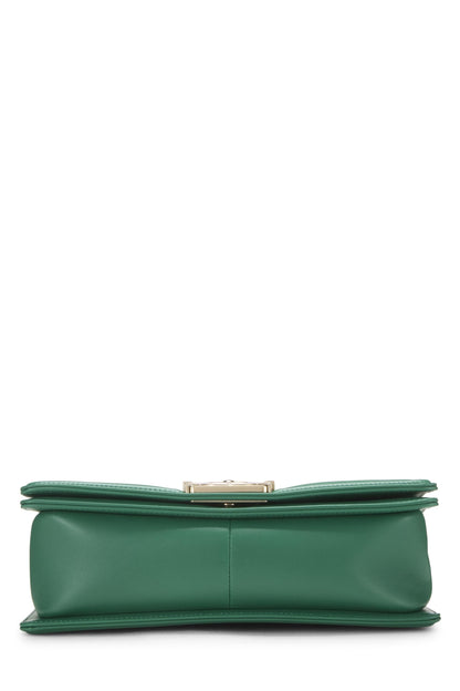 Chanel,  Green Quilted Lambskin Boy Bag Medium, Green