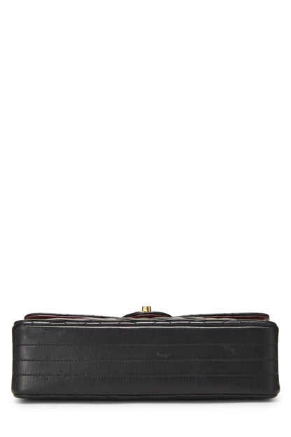 Chanel,  Black Quilted Lambskin Circle Lock Half Flap, Black