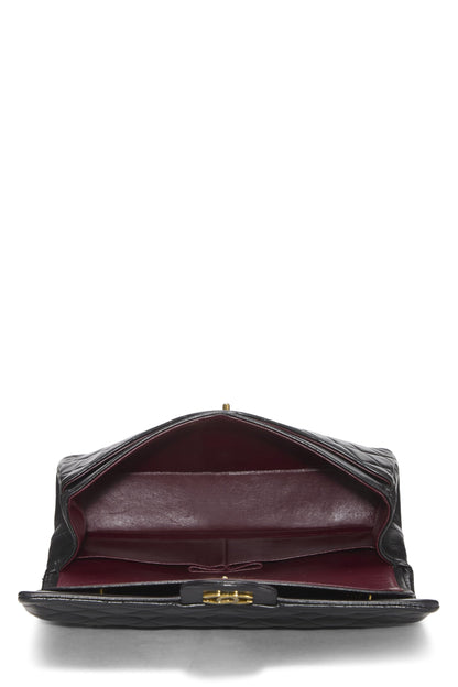 Chanel,  Black Quilted Lambskin Classic Double Flap Medium, Black