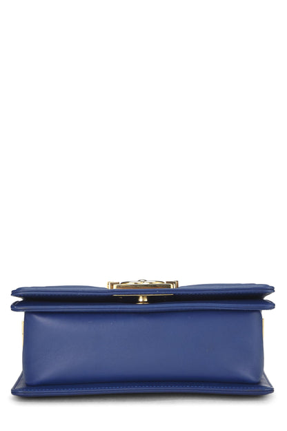 Chanel,  Blue Lambskin Chevron Boy Bag Small, Blue