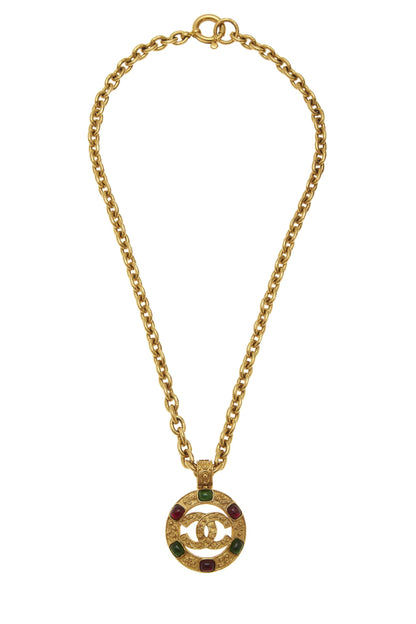 Chanel,  Gold Filigree & Multicolor Gripoix Necklace, Gold