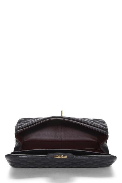 Chanel,  Black Quilted Lambskin New Classic Double Flap Jumbo, Black