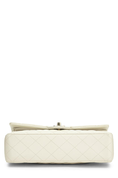 Chanel,  White Quilted Caviar Classic Double Flap Medium, White