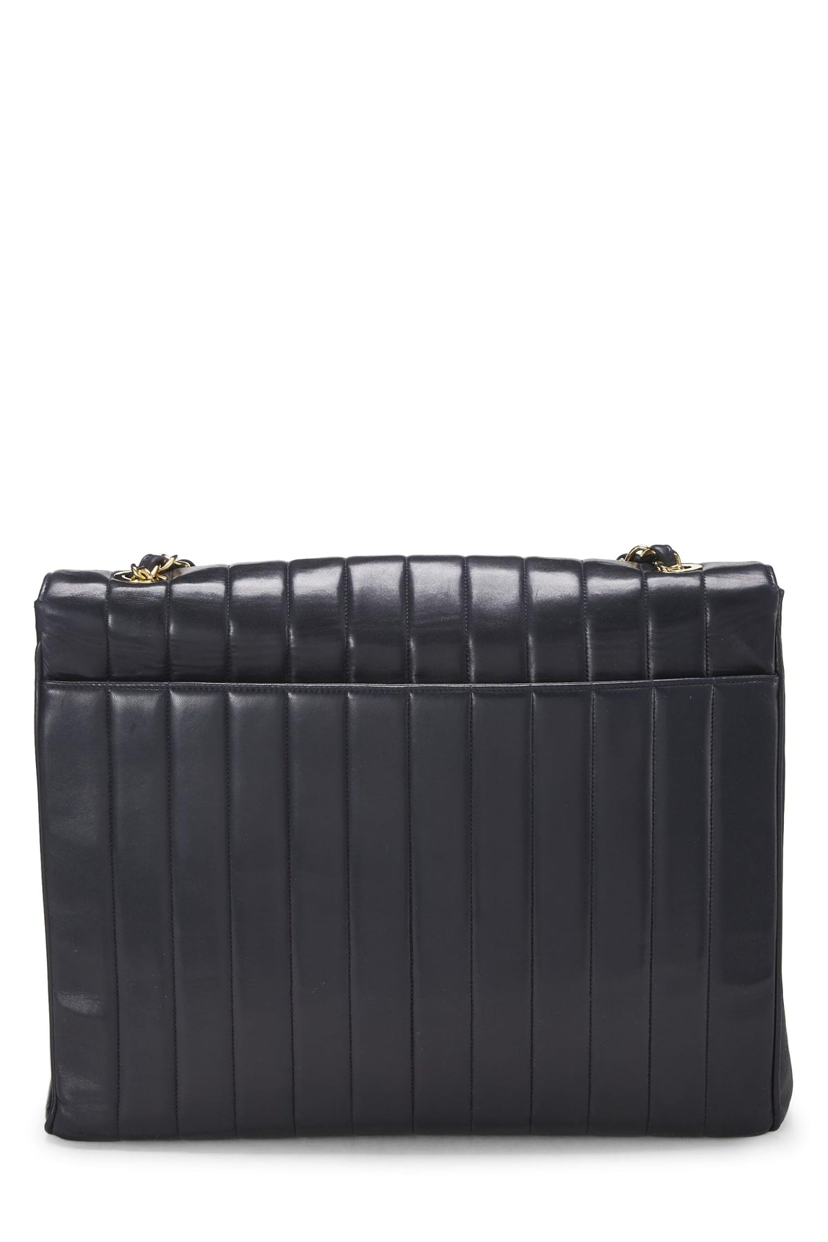 Chanel,  Navy Vertical Lambskin Half Flap XL, Navy