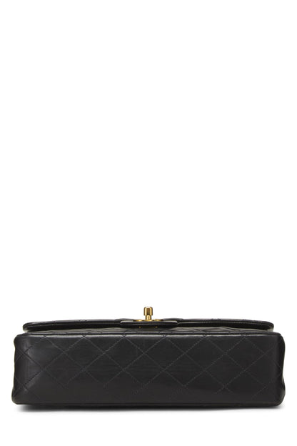 Chanel,  Black Quilted Lambskin Classic Double Flap Medium, Black