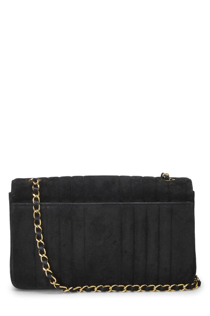 Chanel,  Black Vertical Suede Half Flap Medium, Black