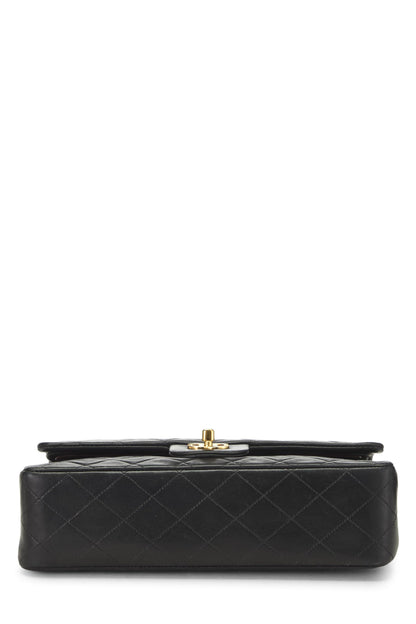 Chanel,  Black Quilted Lambskin Classic Double Flap Medium, Black