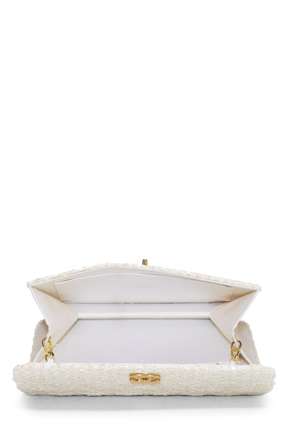 Chanel,  White Sequin Half Flap Medium, White