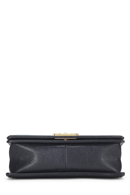 Chanel,  Navy Quilted Caviar Boy Bag Medium, Blue
