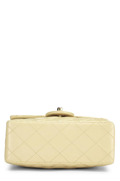 Chanel,  Beige Quilted Lambskin Half Flap Mini, Beige