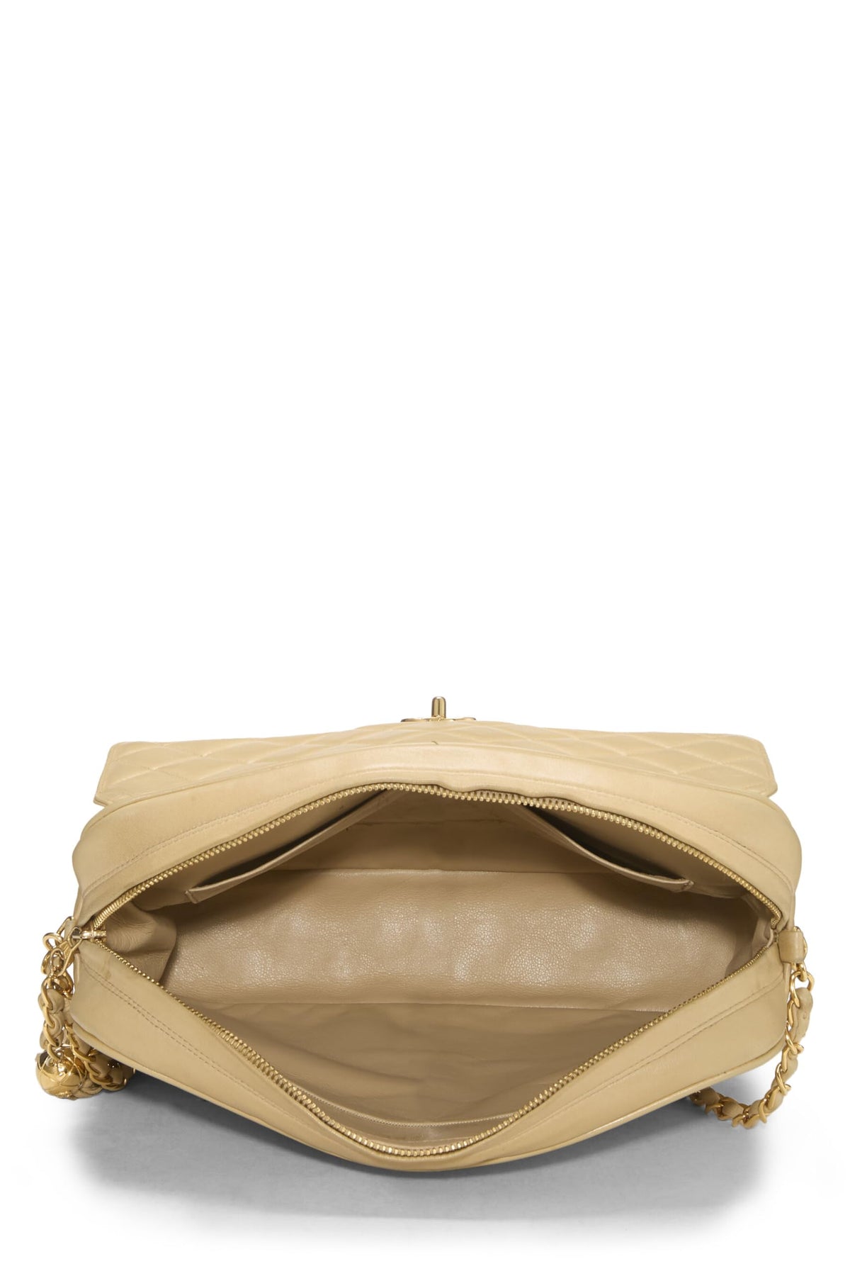 Chanel,  Beige Quilted Lambskin Pocket Camera Bag Large, Beige